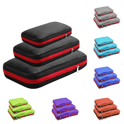 Double Layer Compression Packing Cubes Travel Luggage Organizer Waterproof Packing Cubes 7 Colors Large Medium and Small 3 Sets